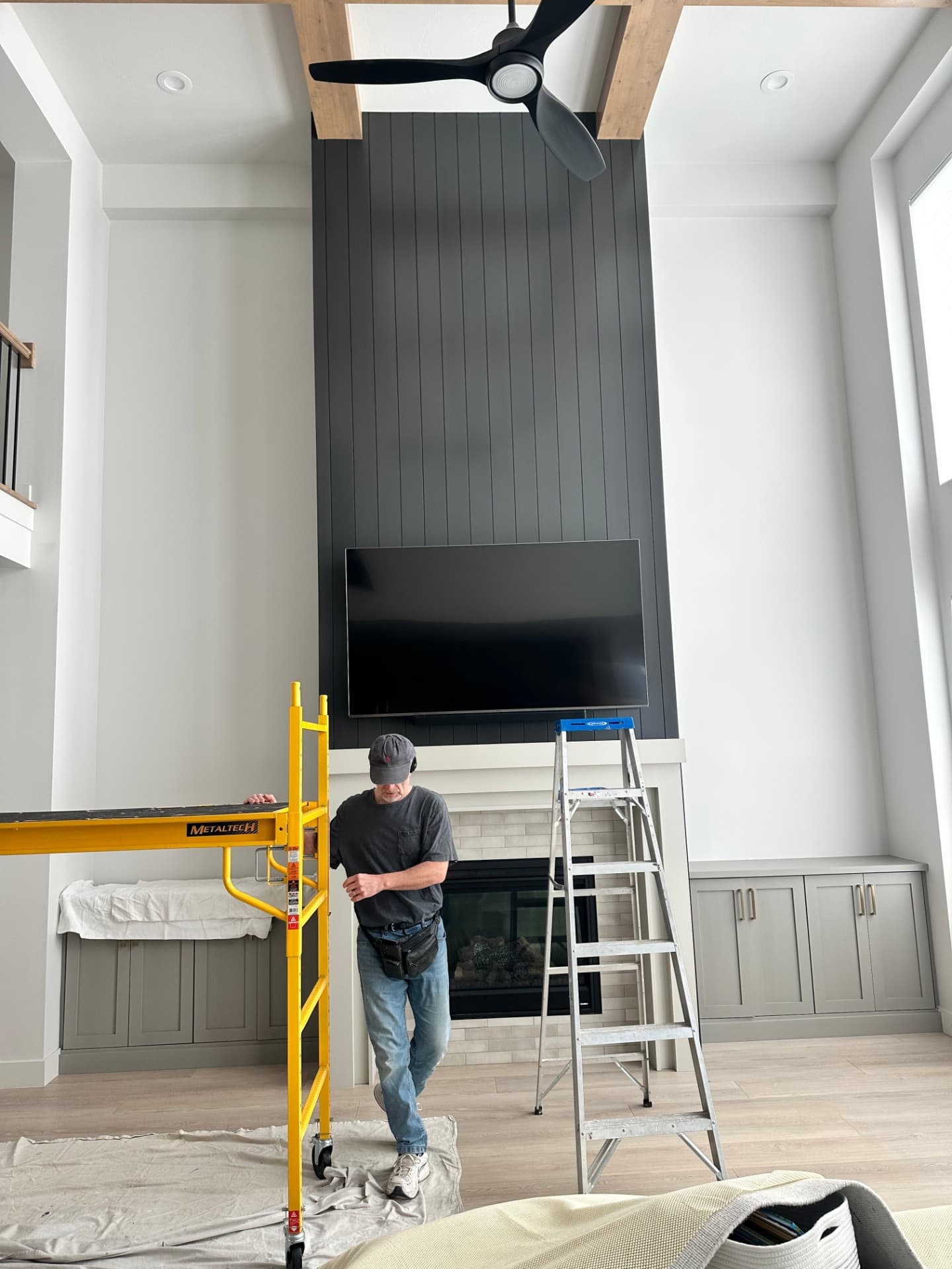 Accent wall with TV installation in residential home
